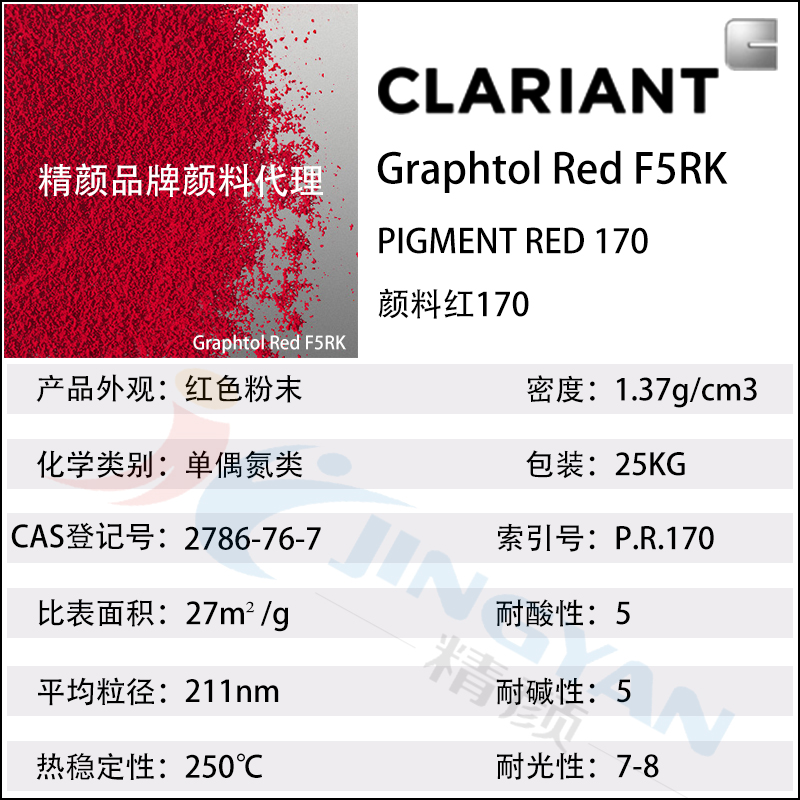 科莱恩高透明颜料红Graphtol Red F5RK高透明
(颜料红170)